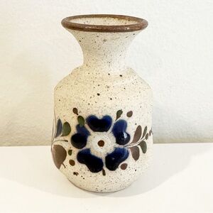 Vintage Tonala Sandstone Mexican Folk Art Handcrafted Floral Ceramic Bud Vase